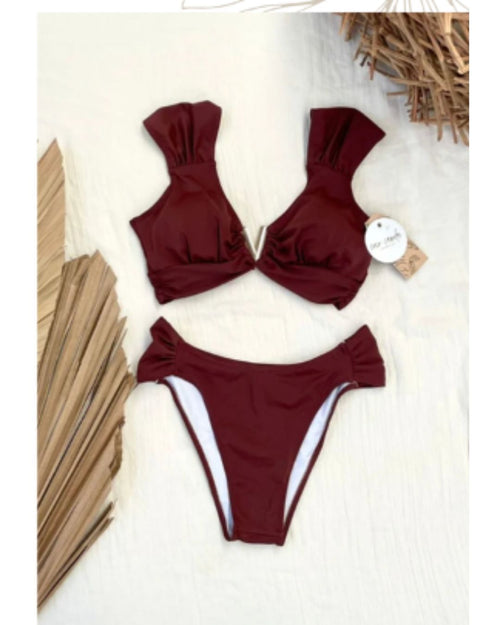 Bikini Liso · Top con Argolla en V